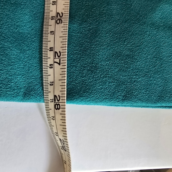 Small Vintage Teal Ultrasuede Midi Pencil Skirt Side Zip Walking Slit Lined EUC - Picture 5 of 6